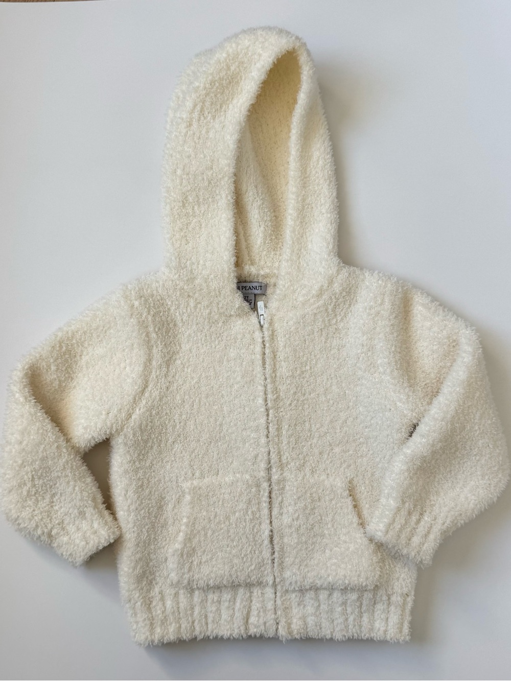 Posh Peanut White Cream Sherpa Hooded Zip Jacket for Kids